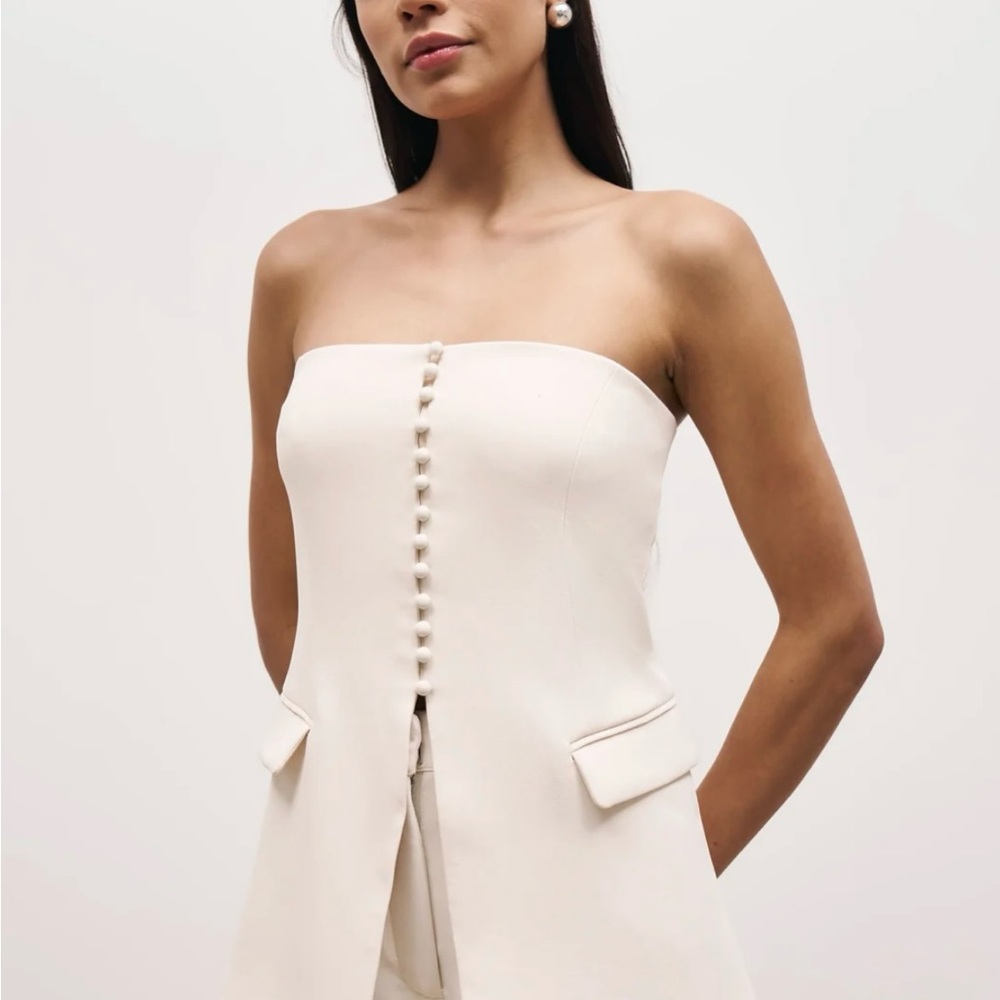 Cream Strapless Sheath Top for Cocktail Events